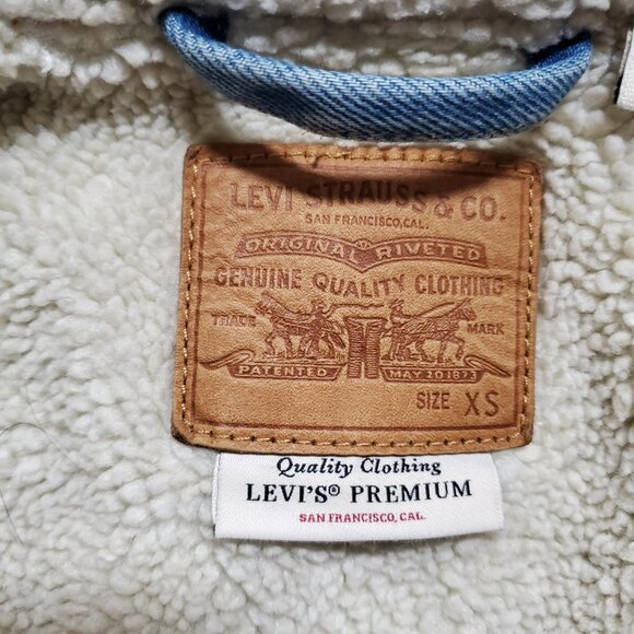 Levi's Premium Denim Trucker Jacket Sherpa Lined SzXS - shipping incl - Picture 4 of 16